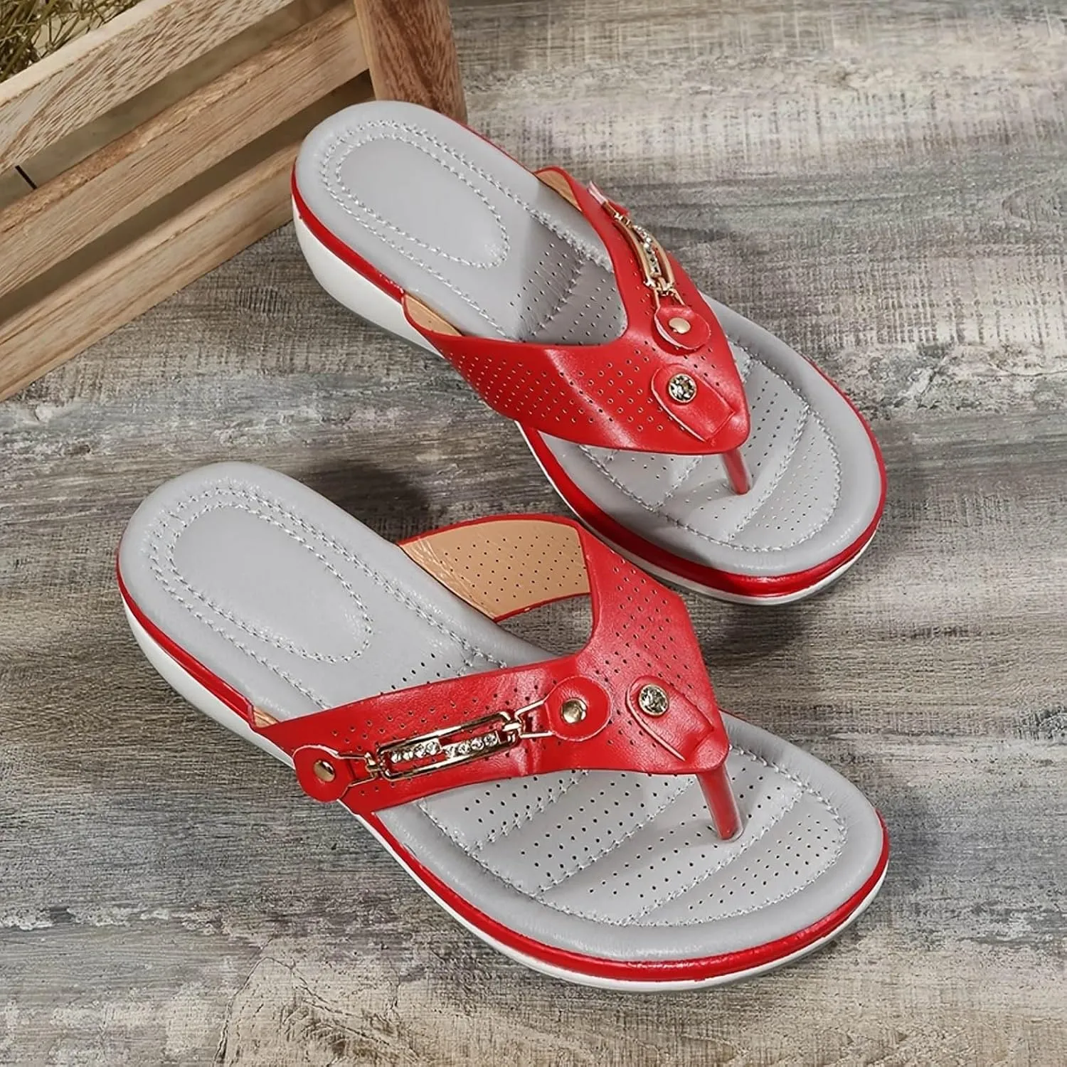Orthopedic Sandals for Women Arch Support, 2025 Summer Open Toe Dressy Comfortable Lightweight Flip-Flops Bohemia Beach Vacation Walking Casual Outdoor Slides Shoes with Arch Support