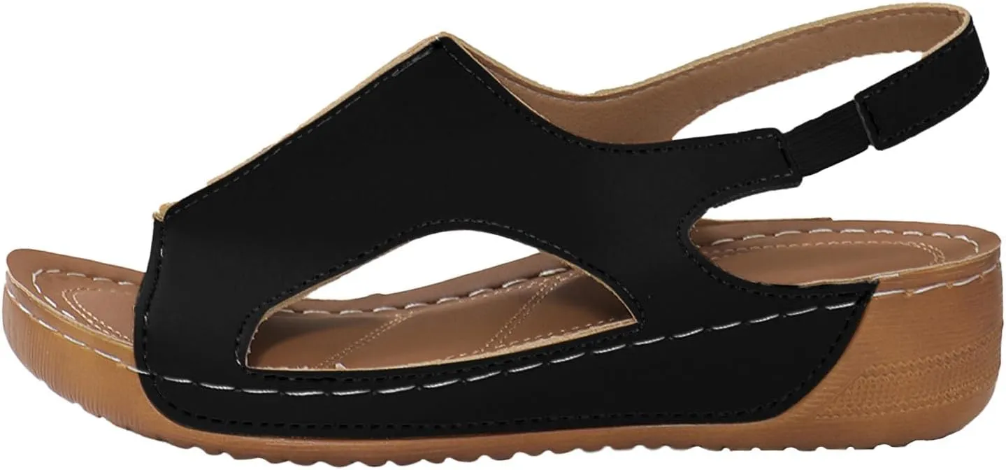 Orthopedic Sandals for Women Arch Support Comfortable Wedge Sandals Ankle Strap Open Toe Platform Slingback Summer Shoe