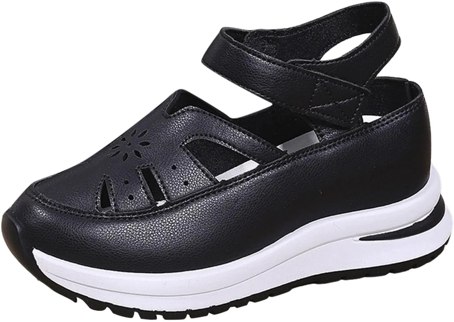 Orthopedic Wedge Sandals for Women Summer Dressy Closed Toe Ankle Strap Platform Sneakers Cutout Low Wedges Slip on Sandals Comfortable Outdoor Shoes 