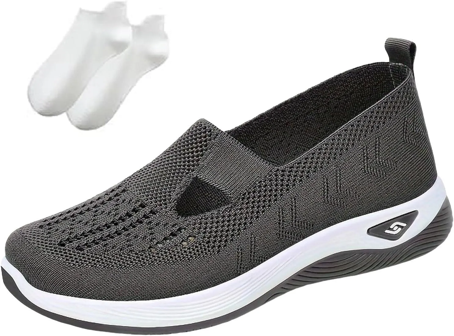 Orthowalkway Womens Sneakers, Women's Comfortable Breathable Knitted Sneakers, Orthopedic Slip-On Lightweight Flat Soft Shoes
