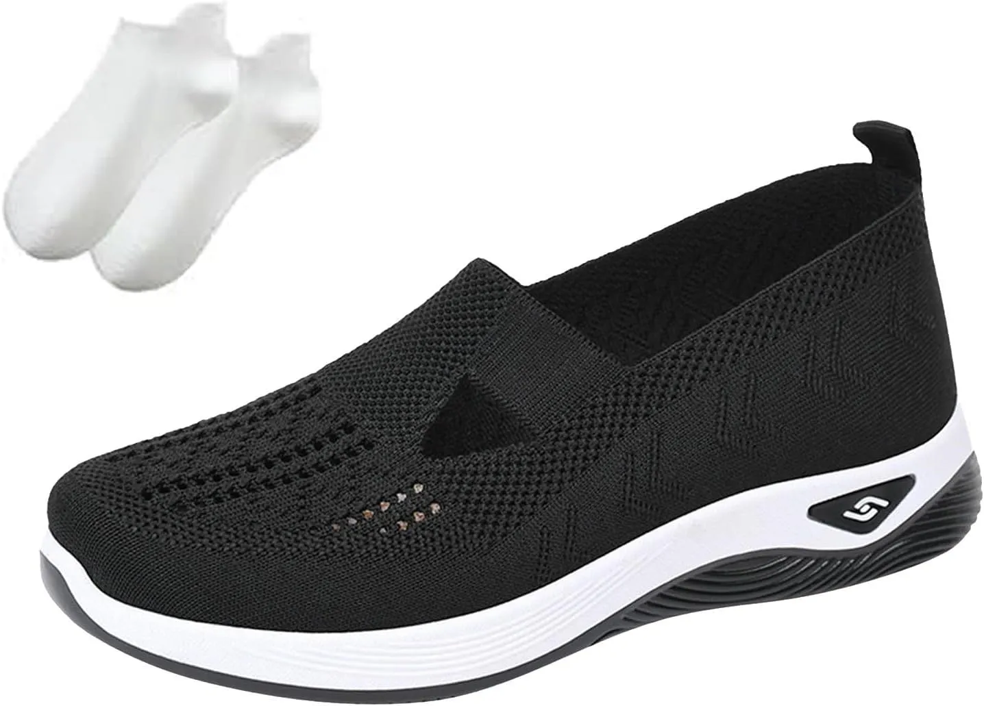 Orthowalkway Womens Sneakers, Women's Comfortable Breathable Knitted Sneakers, Orthopedic Slip-On Lightweight Flat Soft Shoes