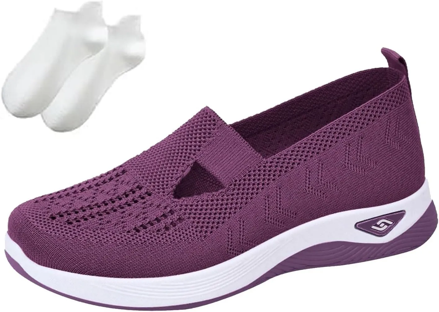 Orthowalkway Womens Sneakers, Women's Comfortable Breathable Knitted Sneakers, Orthopedic Slip-On Lightweight Flat Soft Shoes