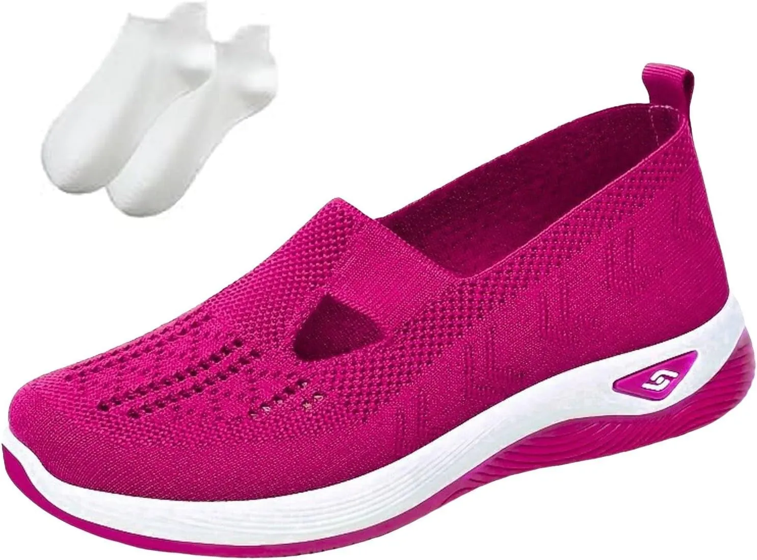 Orthowalkway Womens Sneakers, Women's Comfortable Breathable Knitted Sneakers, Orthopedic Slip-On Lightweight Flat Soft Shoes