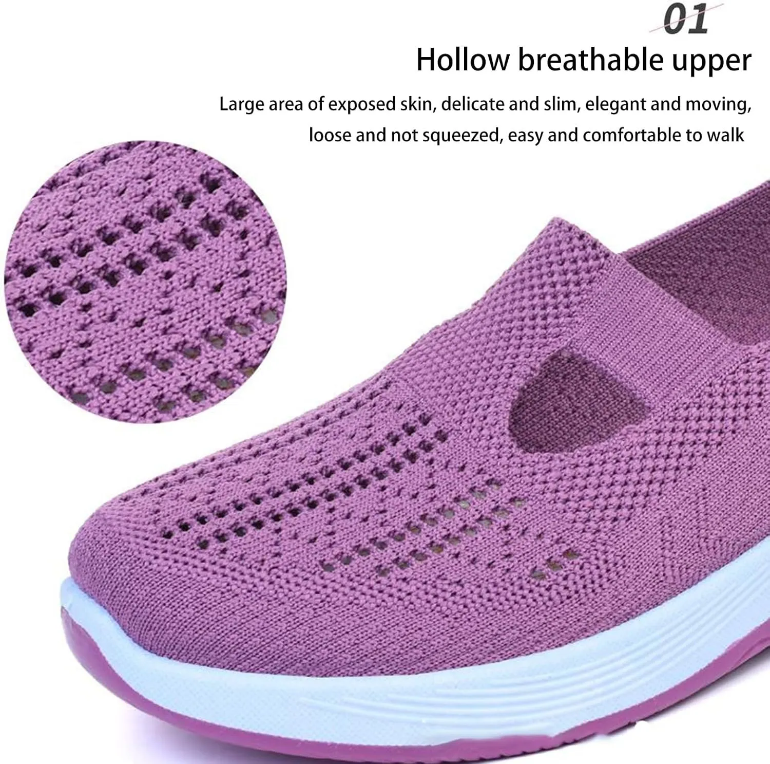 Orthowalkway Womens Walking Shoes, Women's Comfortable Breathable Slip-on Knitted Orthopedic Sneakers