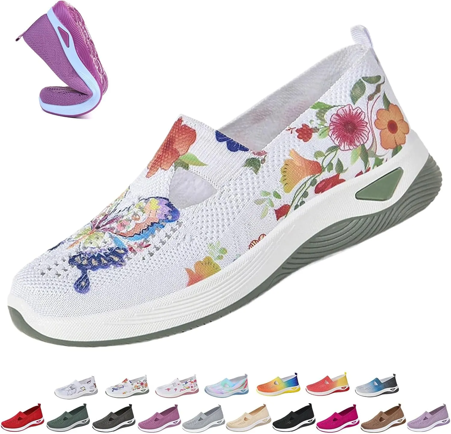 Orthowalkway Womens Walking Shoes, Women's Comfortable Breathable Slip-on Knitted Orthopedic Sneakers