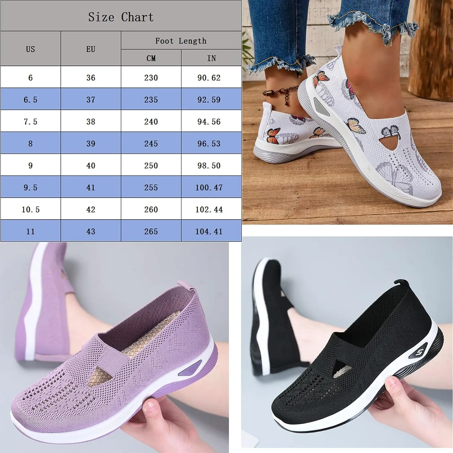 Orthowalkway Womens Walking Shoes, Women's Comfortable Breathable Slip-on Knitted Orthopedic Sneakers