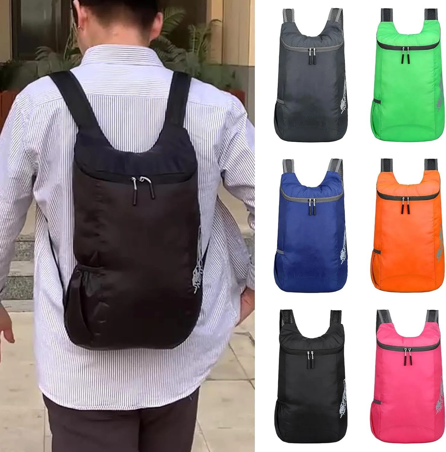 Outdoor Packable Backpack Lightweight Folding Rucking Backpacks Storage Travel Bag for Men Women Sports Daypacks(Orange)
