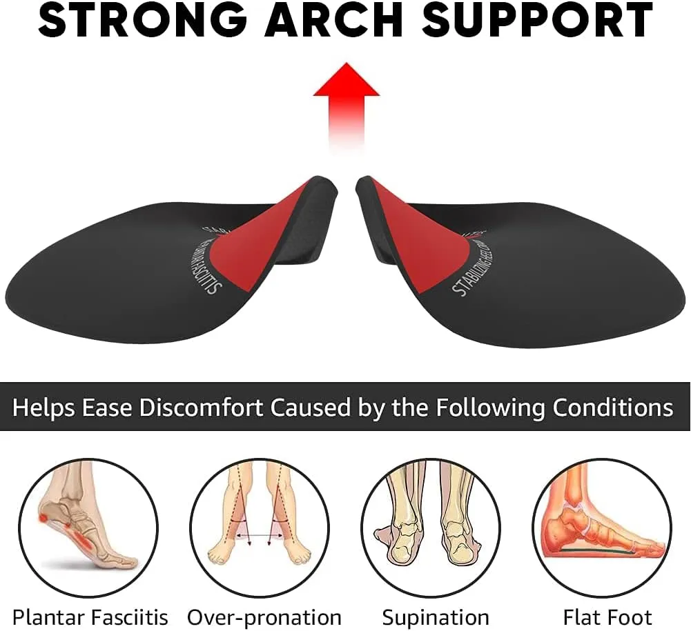 Pain Relief Orthotic Insoles - Hard Arch Support Semi Length Shoe Inserts for Plantar Fasciitis - Comfort Shock Absorption Footbed for Flat Feet,Supination,Overpronation and Heel Spur