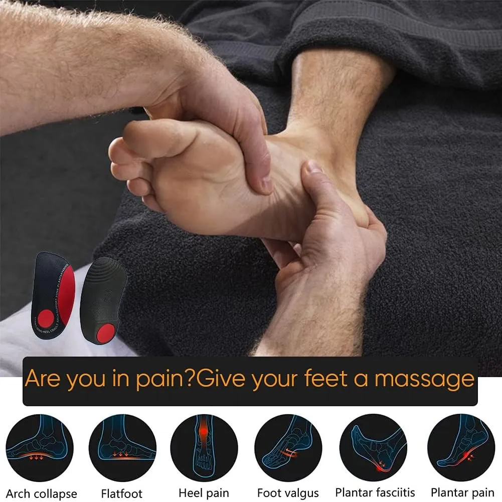 Pain Relief Orthotic Insoles - Hard Arch Support Semi Length Shoe Inserts for Plantar Fasciitis - Comfort Shock Absorption Footbed for Flat Feet,Supination,Overpronation and Heel Spur
