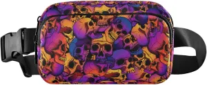 Personalized Colorful Skull Purple Pink Women Fanny Packs Waterproof Large Hip Belt Bag Trendy Travel Waist Pouch