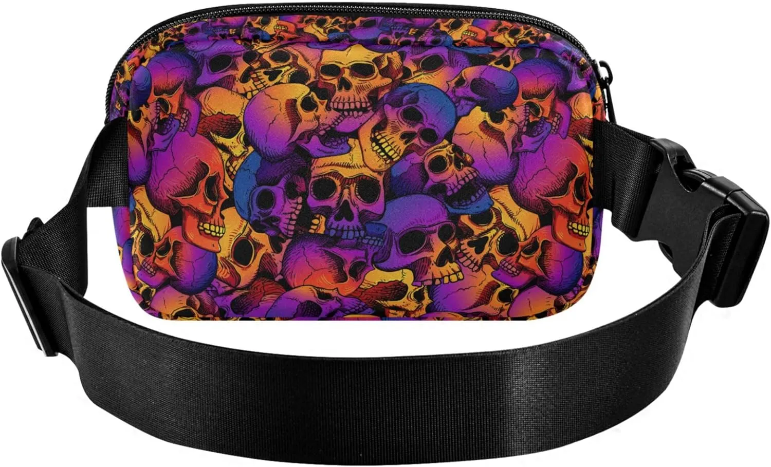 Personalized Colorful Skull Purple Pink Women Fanny Packs Waterproof Large Hip Belt Bag Trendy Travel Waist Pouch