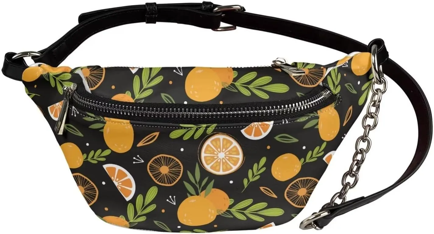 Pineapple Waist Pack Bag Portable PU Ladies Handbags Cross Body Running Travel Belt Cell Phone Purses Travel Pouch for Dating, Working, Traveling, Camping,Sports