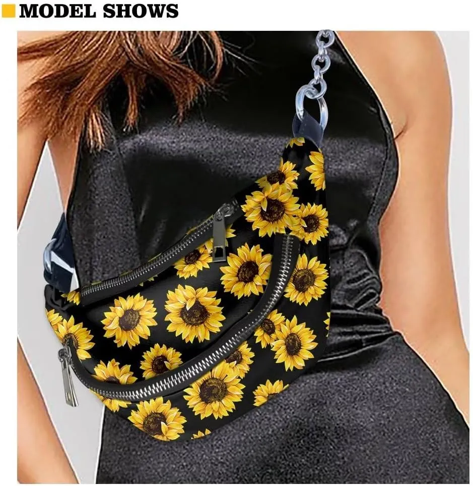Pineapple Waist Pack Bag Portable PU Ladies Handbags Cross Body Running Travel Belt Cell Phone Purses Travel Pouch for Dating, Working, Traveling, Camping,Sports