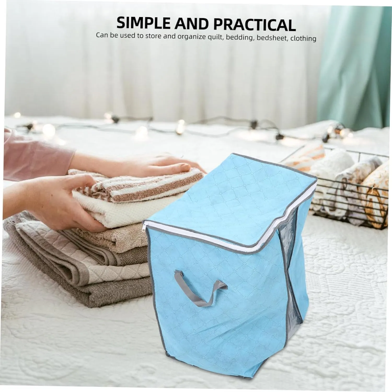 PRETYZOOM Space Saver: 4pcs Storage Pouches for Bedding Quilts Pillows Home Storage