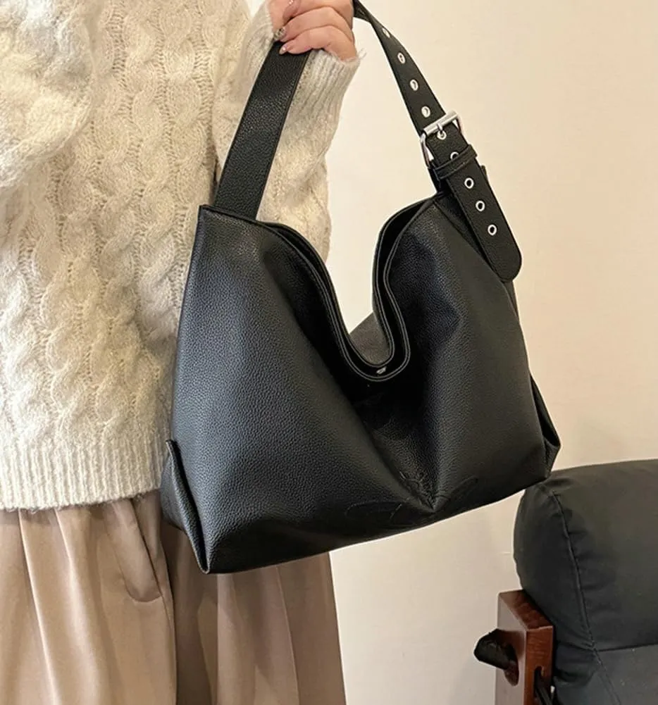 PU Leather Soft Shoulder Bags for Women Slouchy Hobo Purse Crossbody Bag Retro Large Tote Handbags Satchel 2025