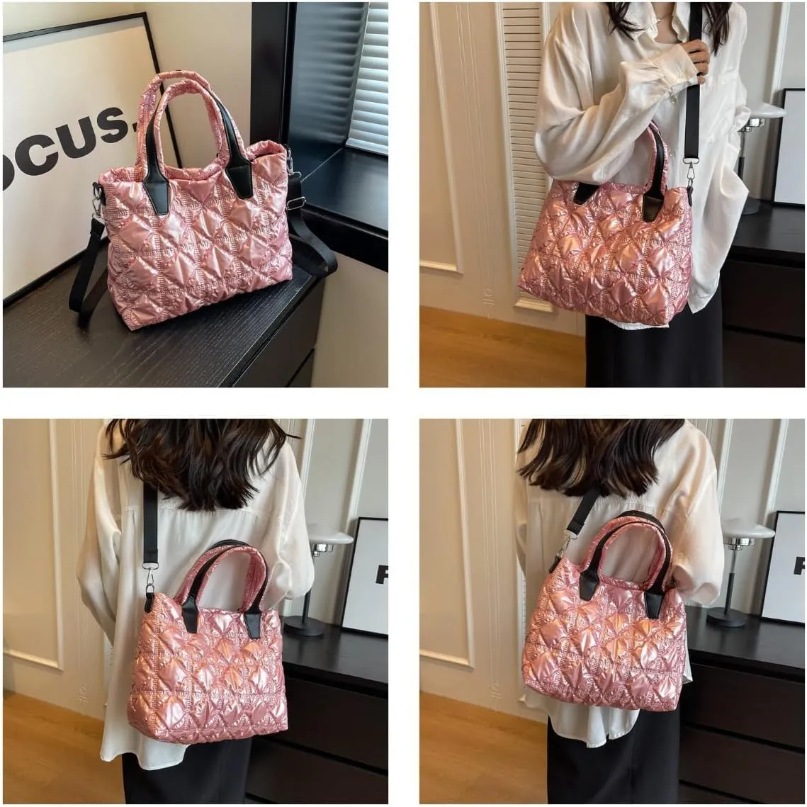 Puffer Purses for Women Quilted Crossbody Bag Puffer Shoulder Bag Puffy Tote Bag Quilted