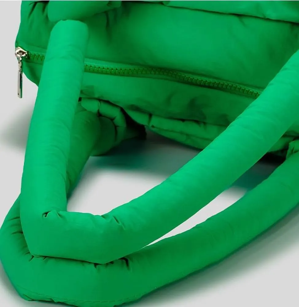 Puffer Tote Bag for Women Knotted Quilted Puffy Underarm Shoulder Bag Trendy Y2k Purse Handbag Padded Top Handle Bag