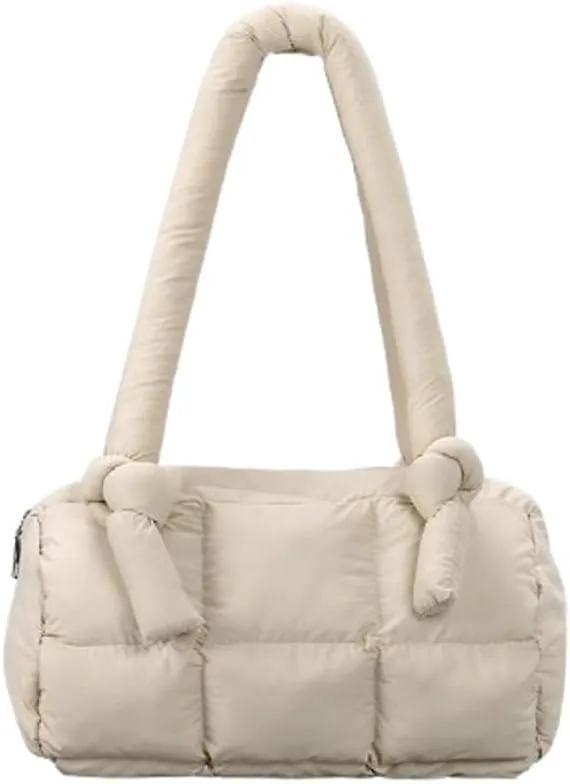 Puffer Tote Bag for Women Knotted Quilted Puffy Underarm Shoulder Bag Trendy Y2k Purse Handbag Padded Top Handle Bag