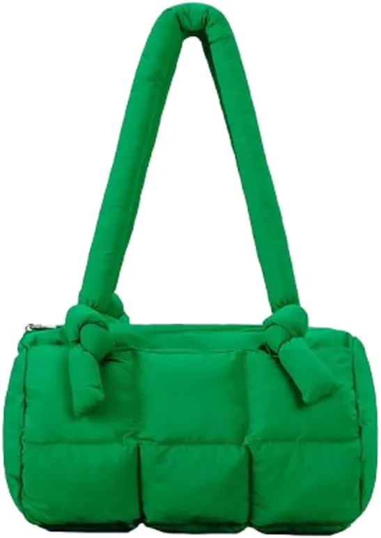 Puffer Tote Bag for Women Knotted Quilted Puffy Underarm Shoulder Bag Trendy Y2k Purse Handbag Padded Top Handle Bag