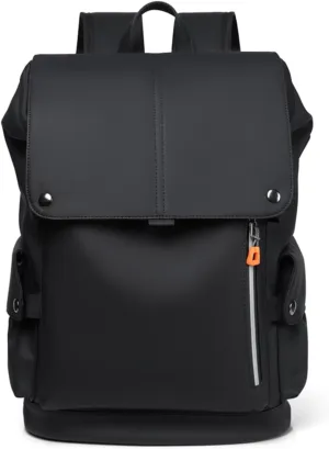 Quality PU Leather Mens Laptop Backpack Large Computer Backpack for Men Business Backpack(Black)