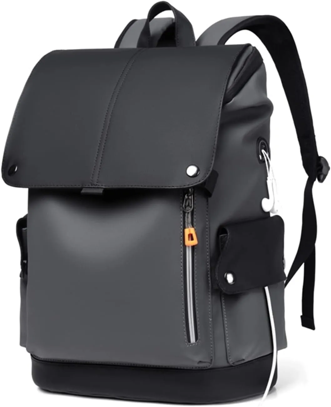 Quality PU Leather Mens Laptop Backpack Large Computer Backpack for Men Business Backpack(Black)