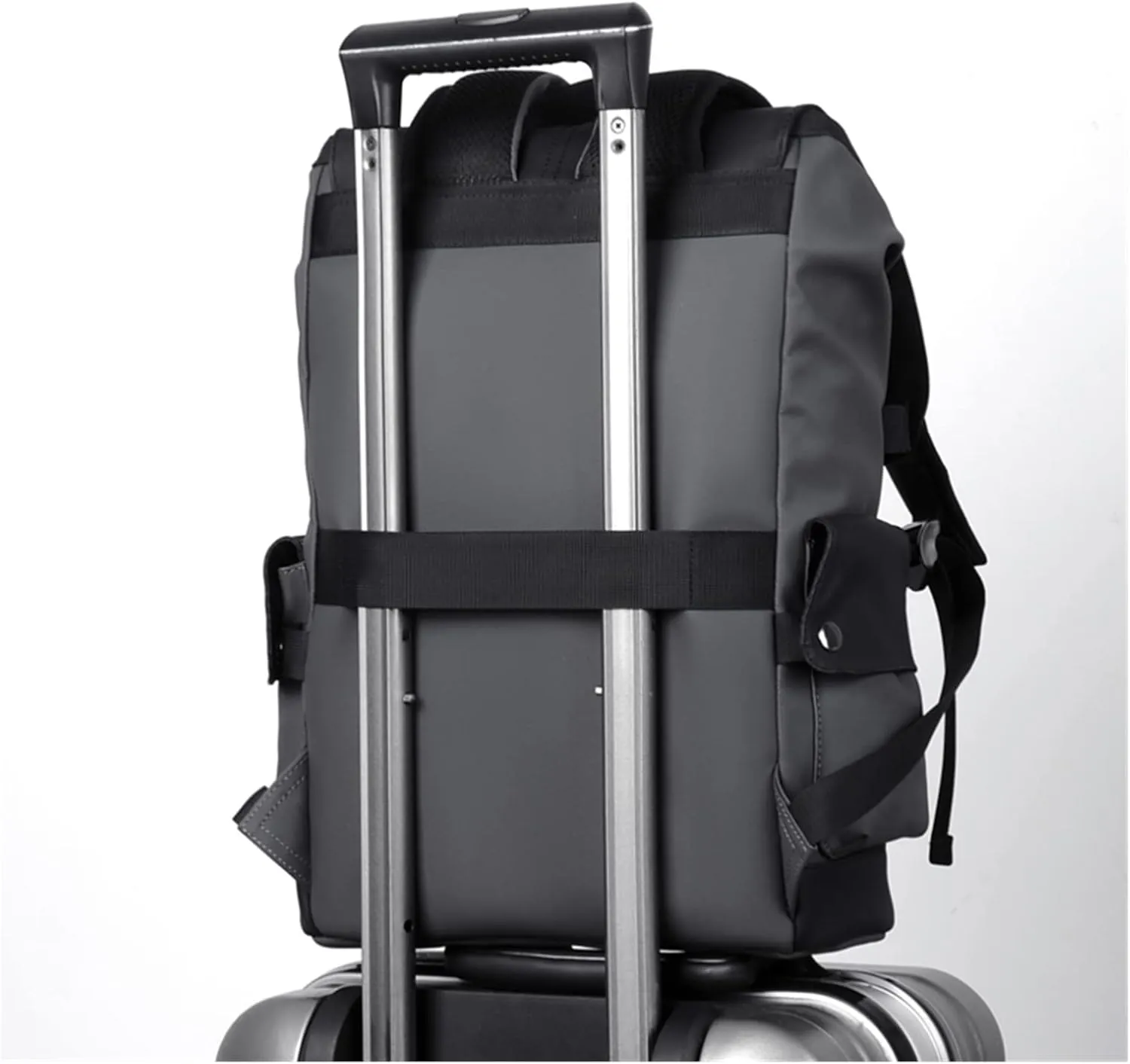 Quality PU Leather Mens Laptop Backpack Large Computer Backpack for Men Business Backpack(Black)