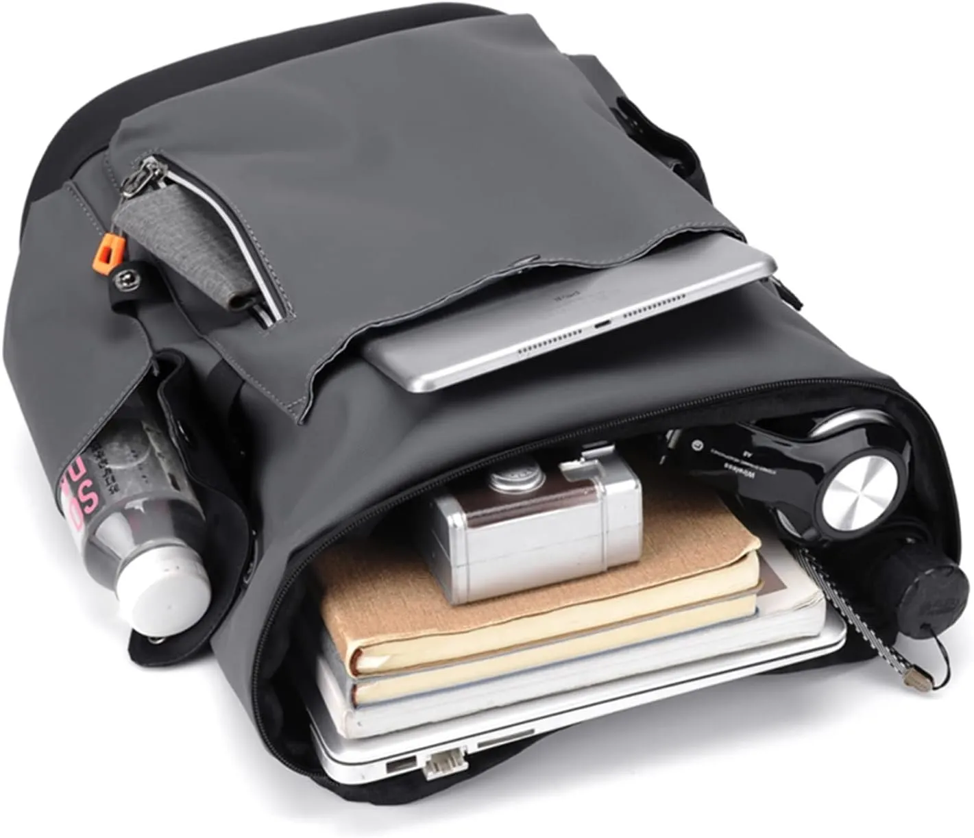 Quality PU Leather Mens Laptop Backpack Large Computer Backpack for Men Business Backpack(Black)