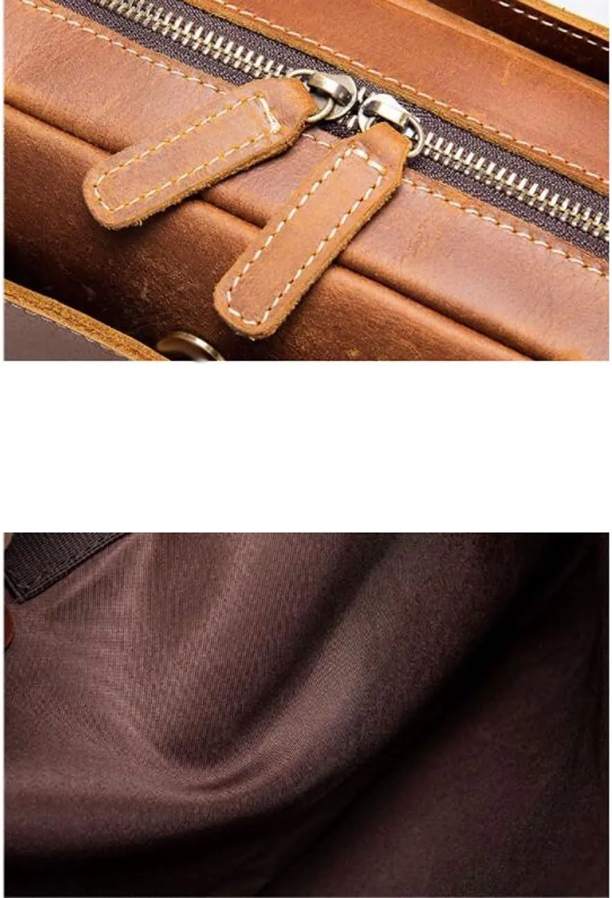Retro Genuine Leather Laptop Bags Business Briefcases Mens Handbags Crossbody Bags Messenger Shoulder Bags