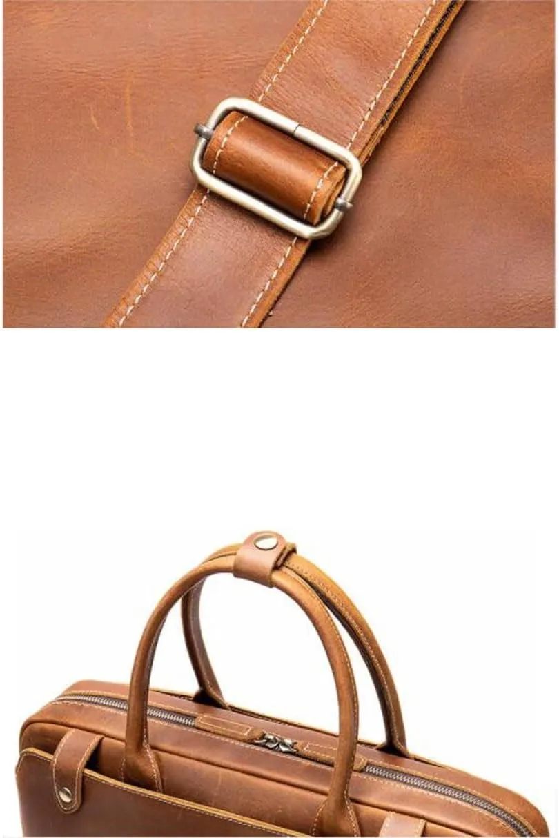Retro Genuine Leather Laptop Bags Business Briefcases Mens Handbags Crossbody Bags Messenger Shoulder Bags