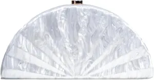 Rungion Womens Acrylic Evening Clutch Fan-shaped Purse Chain Handbag Crossbody Shoulder Bag for Wedding Party 2025