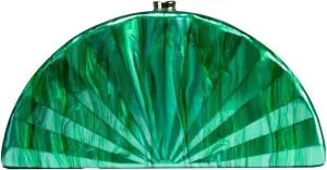 Rungion Womens Acrylic Evening Clutch Fan-shaped Purse Chain Handbag Crossbody Shoulder Bag for Wedding Party 2025