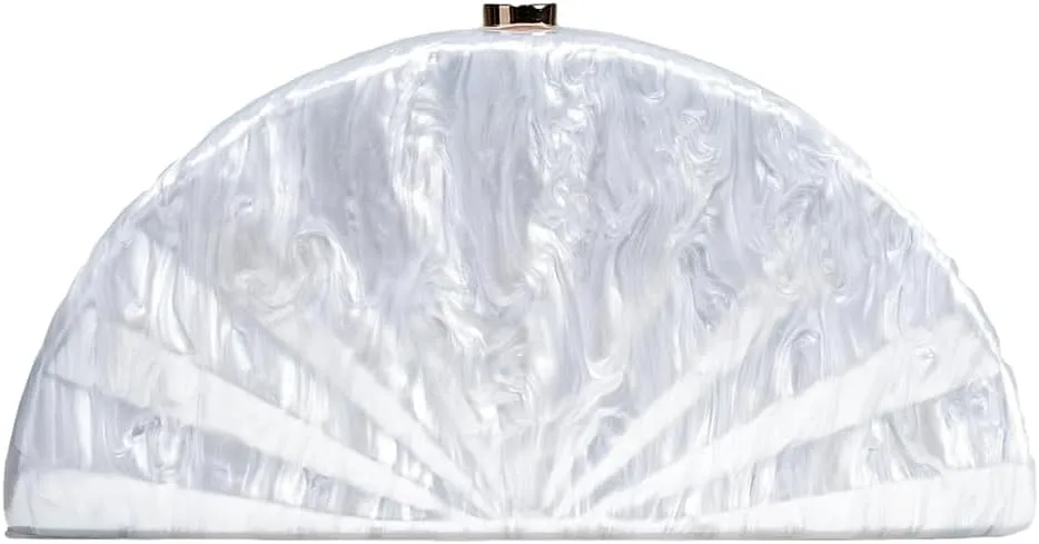Rungion Womens Acrylic Evening Clutch Fan-shaped Purse Chain Handbag Crossbody Shoulder Bag for Wedding Party 2025