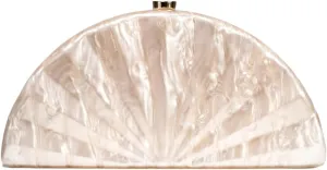 Rungion Womens Acrylic Evening Clutch Fan-shaped Purse Chain Handbag Crossbody Shoulder Bag for Wedding Party 2025