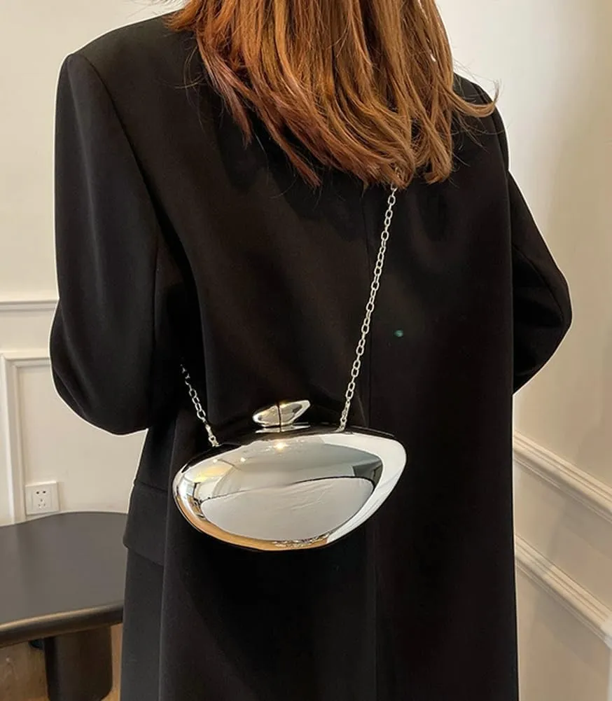 Rungion Womens Acrylic Evening Clutch Irregular Shell Purse Chain Handbag Crossbody Shoulder Bag for Wedding Party Prom