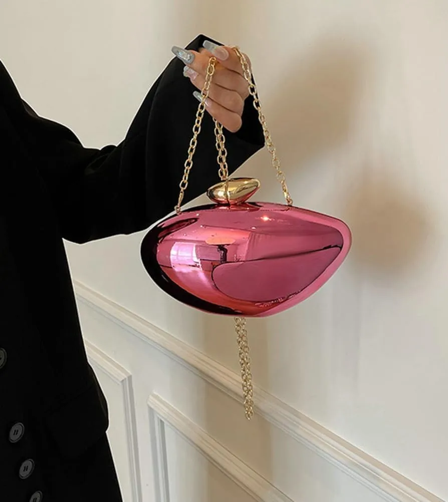 Rungion Womens Acrylic Evening Clutch Irregular Shell Purse Chain Handbag Crossbody Shoulder Bag for Wedding Party Prom