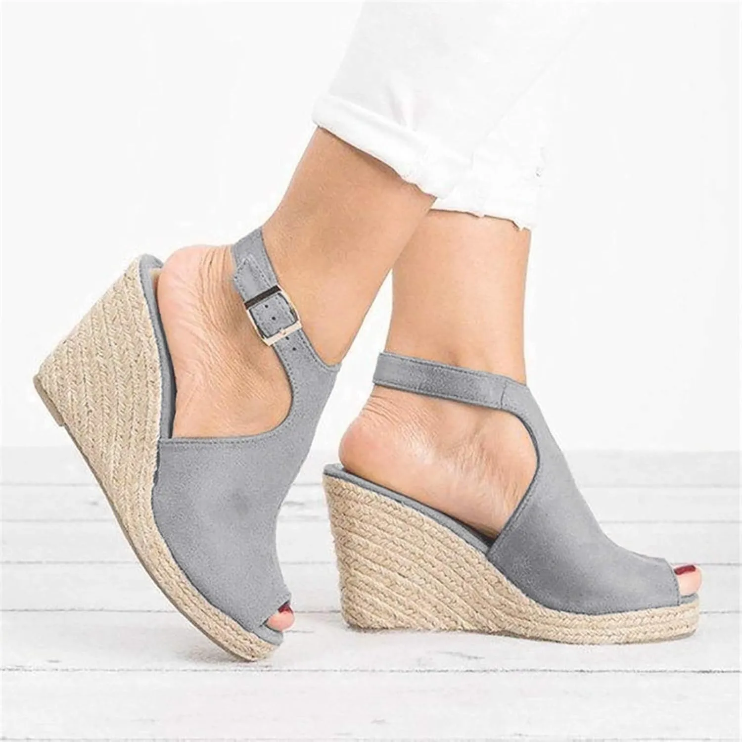 Rvidbe Platform Sandals for Women Sexy Women's Peep Toe Platform Sandals Summer Casual Ankle Buckle Wedge Sandals Shoes
