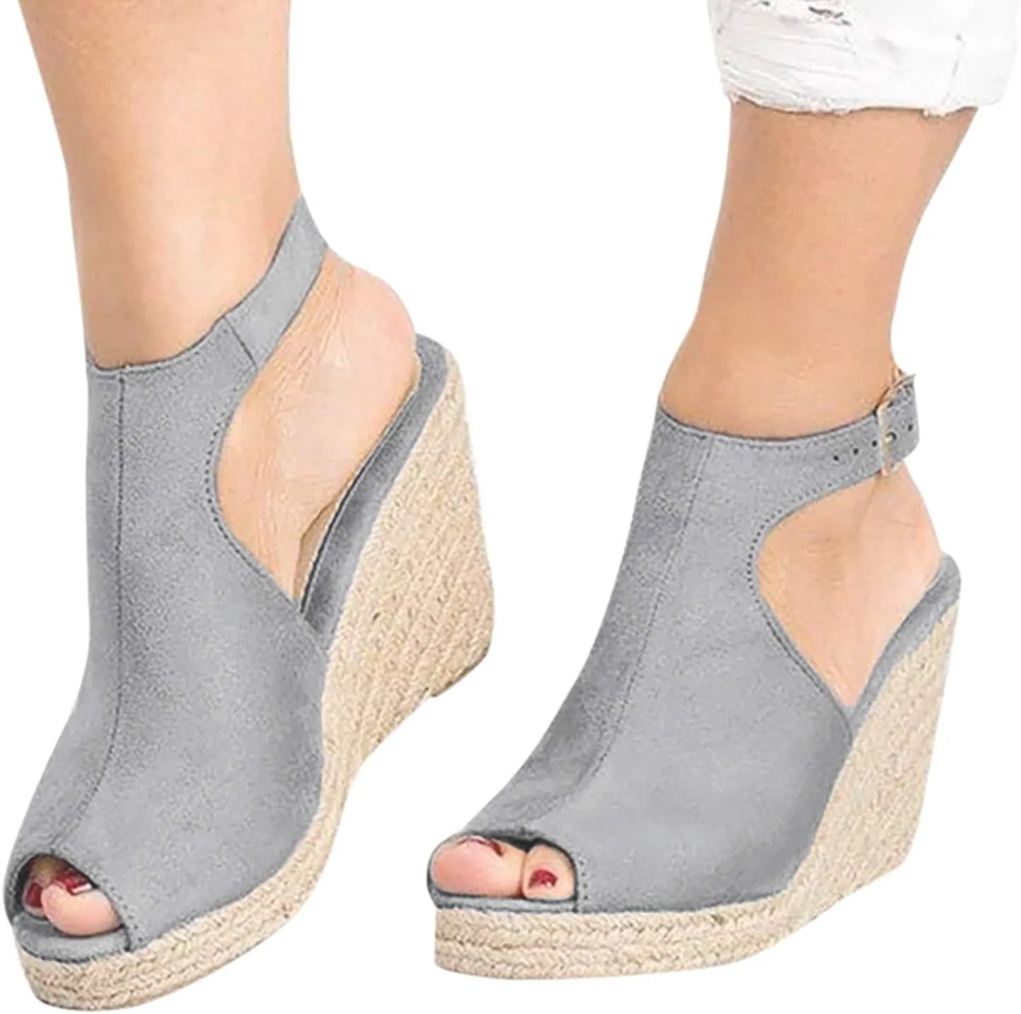 Rvidbe Platform Sandals for Women Sexy Women's Peep Toe Platform Sandals Summer Casual Ankle Buckle Wedge Sandals Shoes