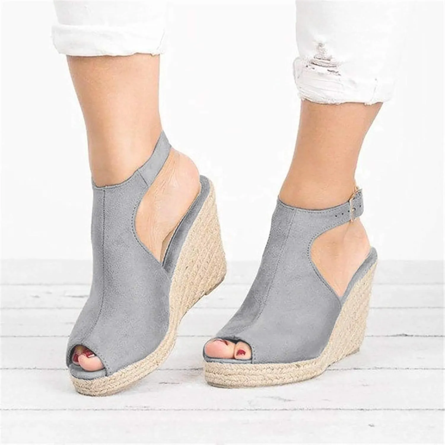 Rvidbe Platform Sandals for Women Sexy Women's Peep Toe Platform Sandals Summer Casual Ankle Buckle Wedge Sandals Shoes