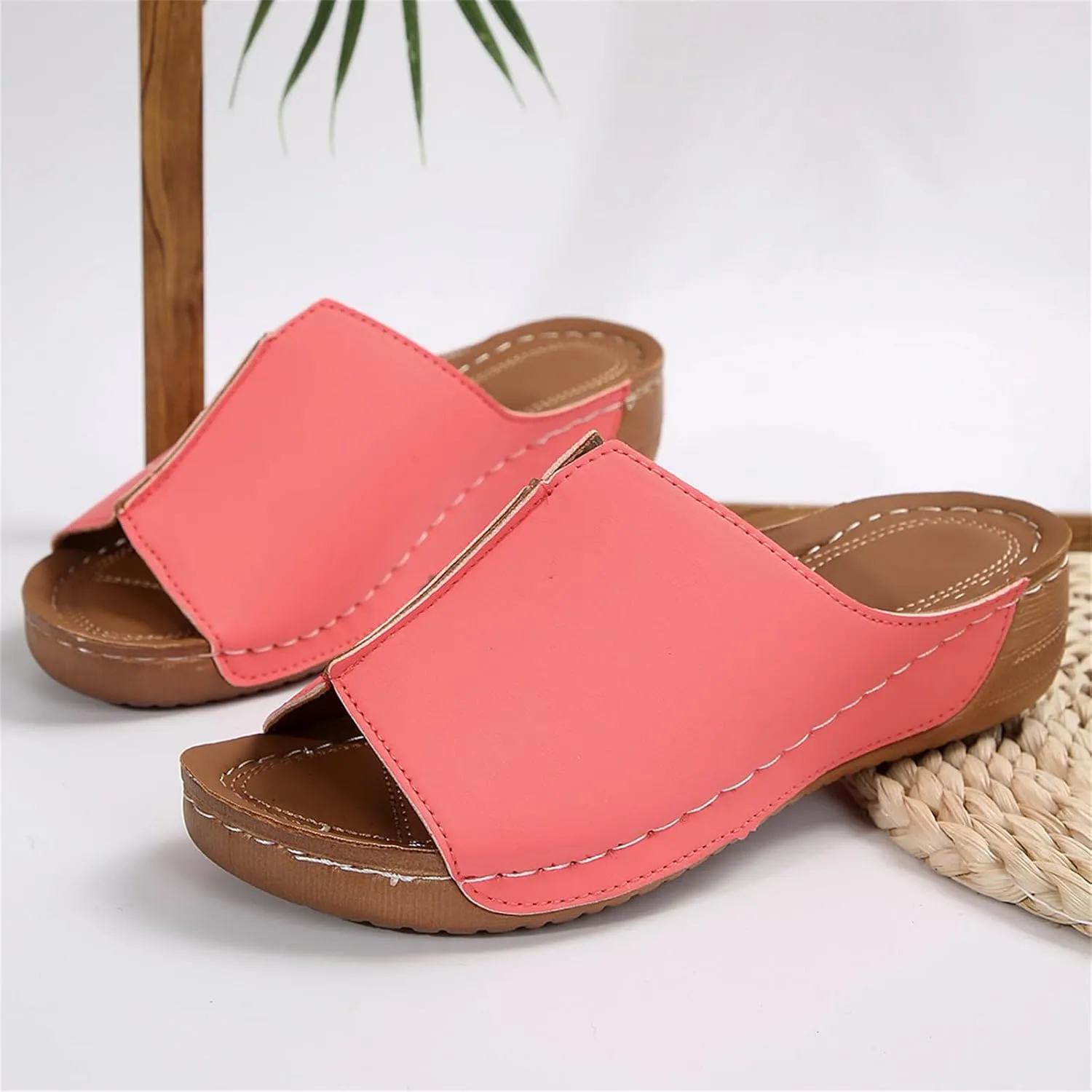 Sandals Women Comfortable Dressy Wedge Sandals Orthopedic Slippers Slip On Casual Summer Walking Beach Orthotic Flip Flops