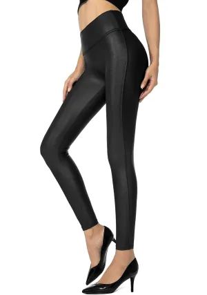 SANTINY Women's Faux Leather Leggings Pants Stretch High Waisted Tights for Women