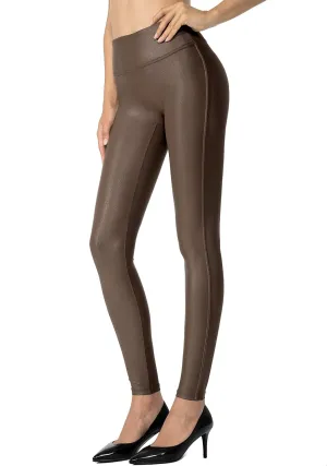 SANTINY Women's Faux Leather Leggings Pants Stretch High Waisted Tights for Women
