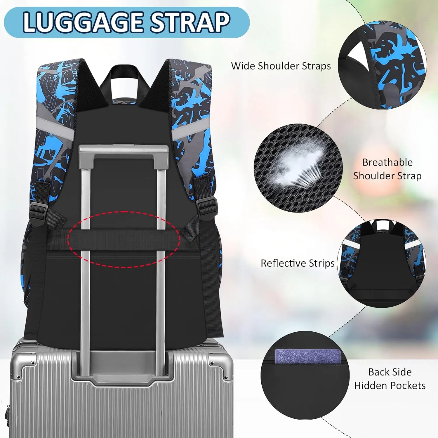 School Backpack for Boys - 4pcs Gamer Boys Backpack with Lunch Box Set for Kids Teens Elementary Middle High School - 18" Large Capacity School Bookbag with Multiple Pockets
