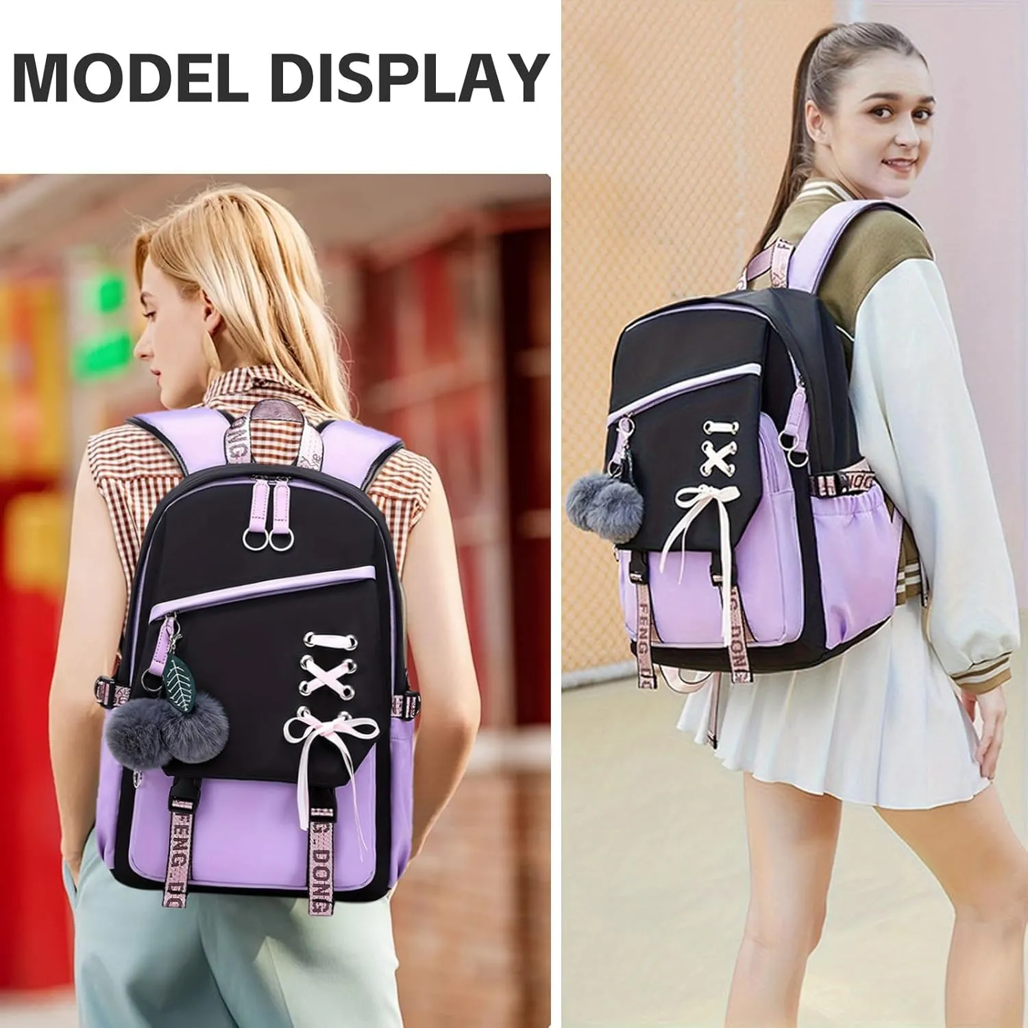 School Bags For Girls.Kids Backpack for Girls -zaino scuola superiore - School Bags for Middle School Students - Book Bag for Elementar Primary School - Stitch Backpack For Girls - Purple