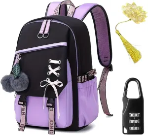 School Bags For Girls.Kids Backpack for Girls -zaino scuola superiore - School Bags for Middle School Students - Book Bag for Elementar Primary School - Stitch Backpack For Girls - Purple