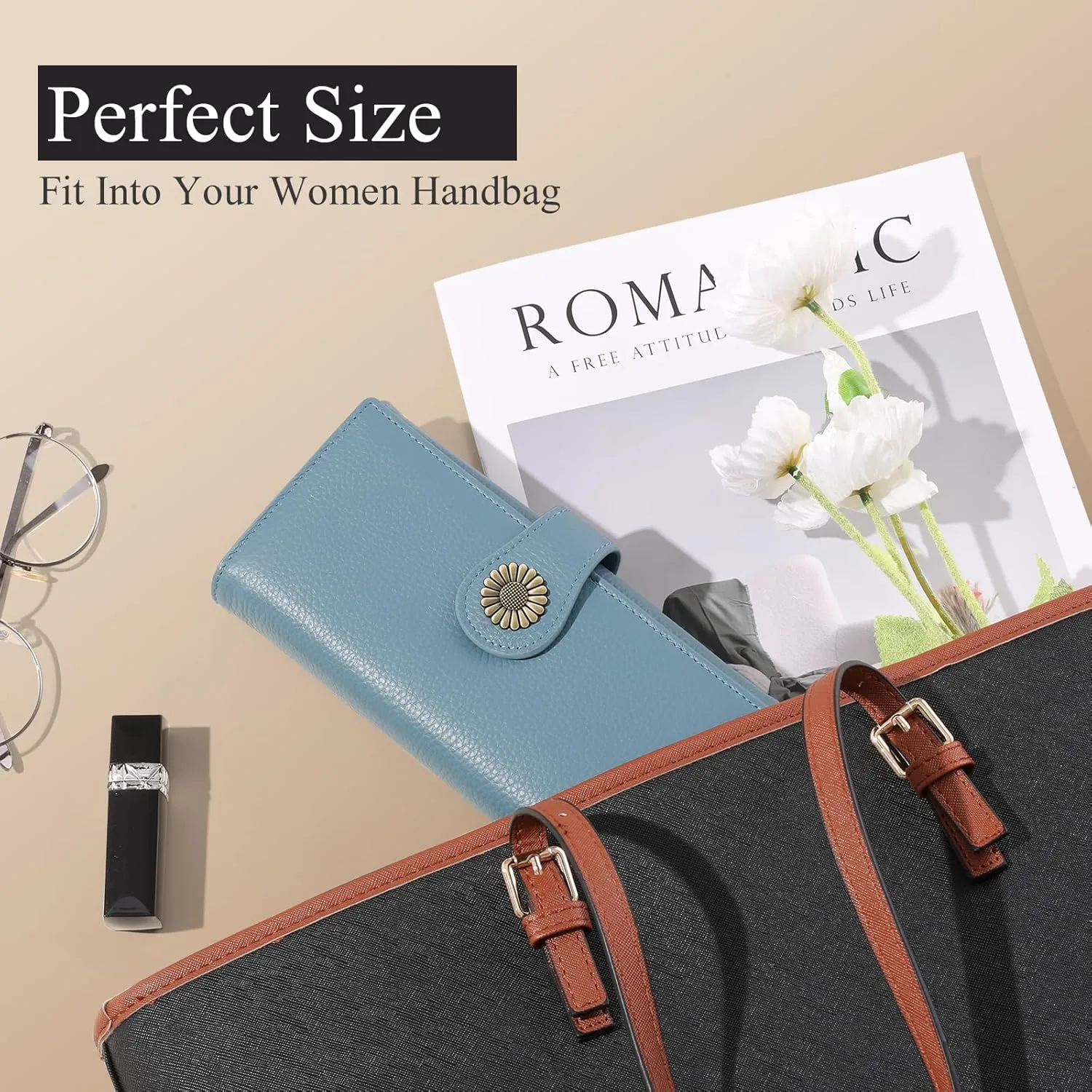 SENDEFN Large Womens Wallet Genuine Leather RFID Blocking Wallet for women Large Capacity Trifold Clutch Card Holder Ladies Purse with Zipper Pocket
