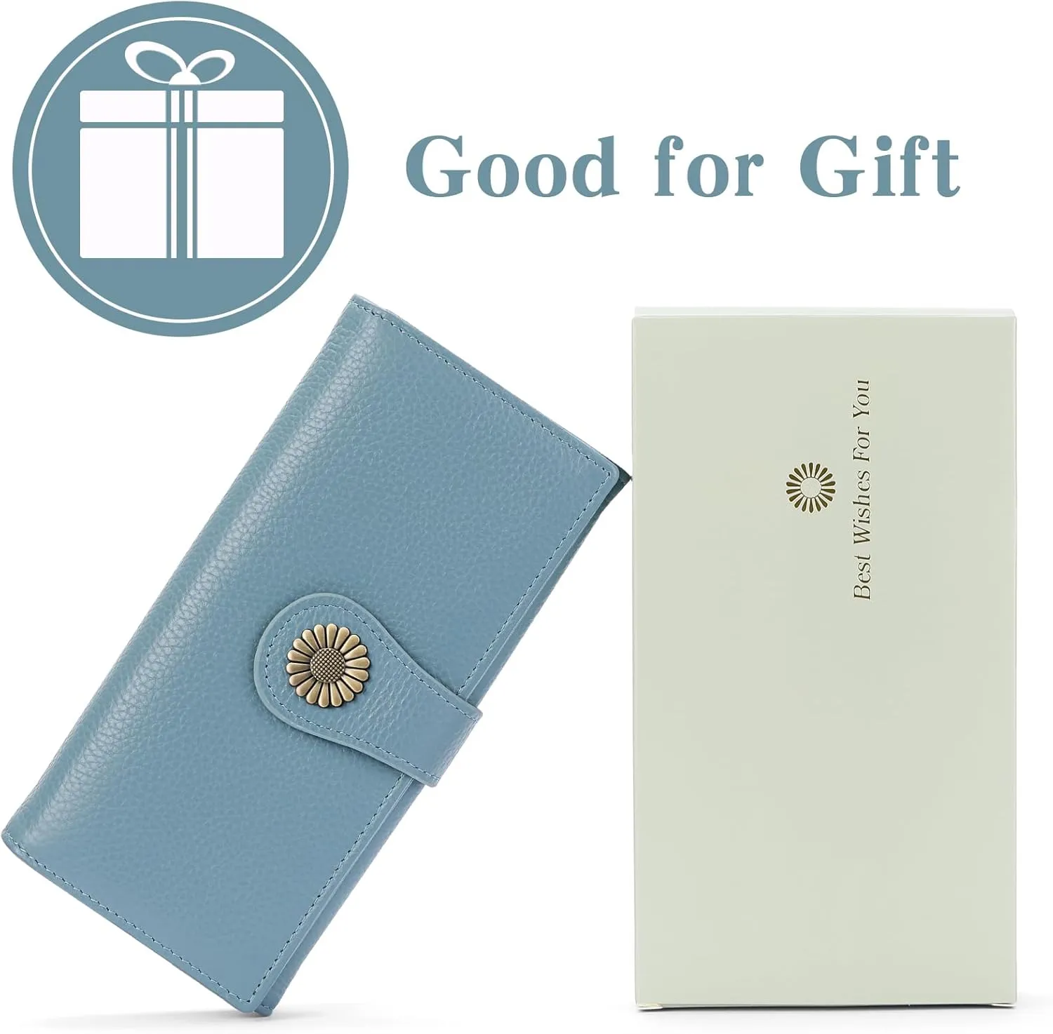 SENDEFN Large Womens Wallet Genuine Leather RFID Blocking Wallet for women Large Capacity Trifold Clutch Card Holder Ladies Purse with Zipper Pocket