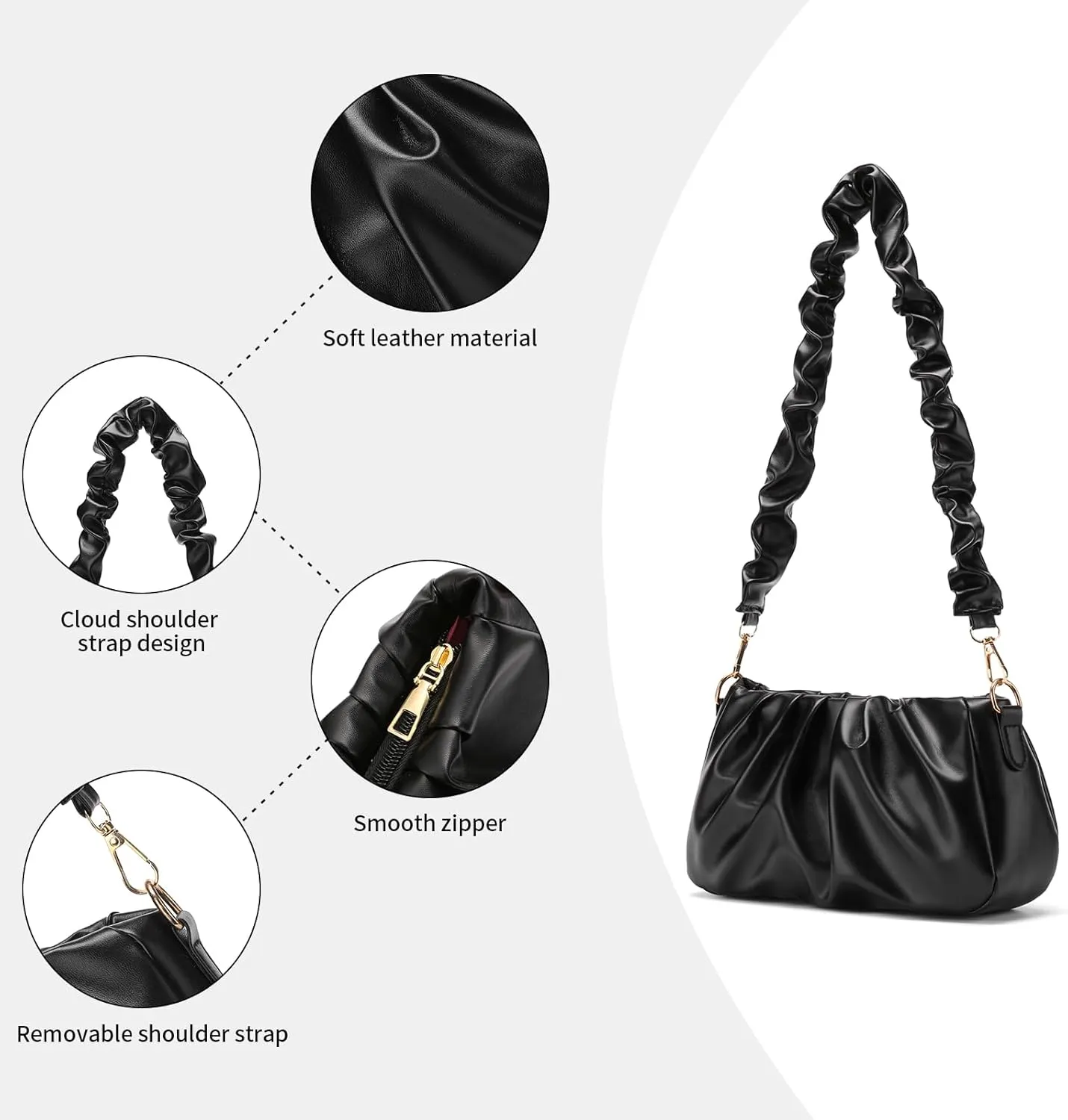 SENDEFN Shoulder Bags for Women Soft Small Clutch Ppurse Crossbody Purses for Women Trendy Hobo Tote Handbag for Ladies