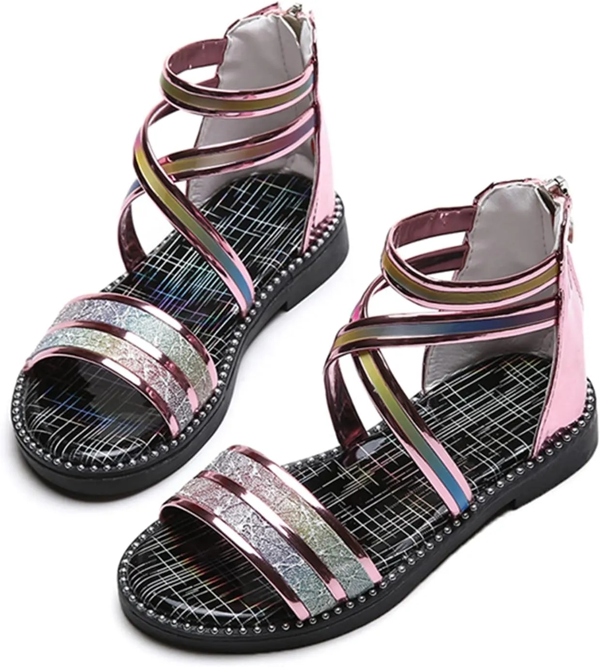 Shoes for Girls,Girls Sandals with Zipper Strappy Sandals Toddler Princess Shoes Dress Shoes