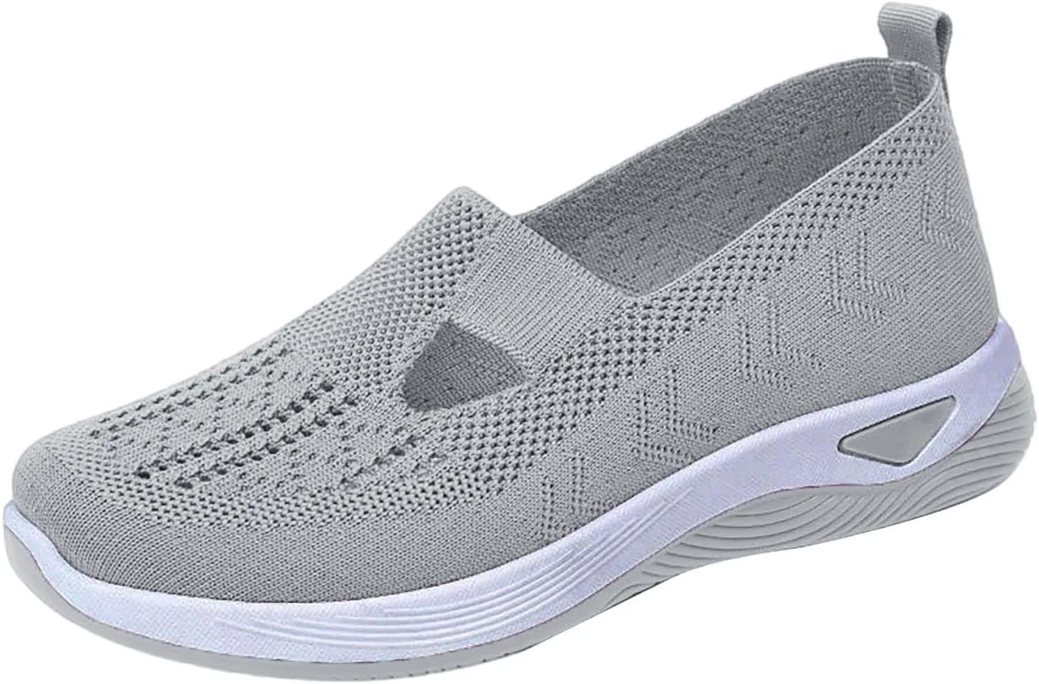 Shoes Women's Woven Breathable Slip On Walking Sneakers Foam Shoes with for Cross Country Activities (5 UK Gray)