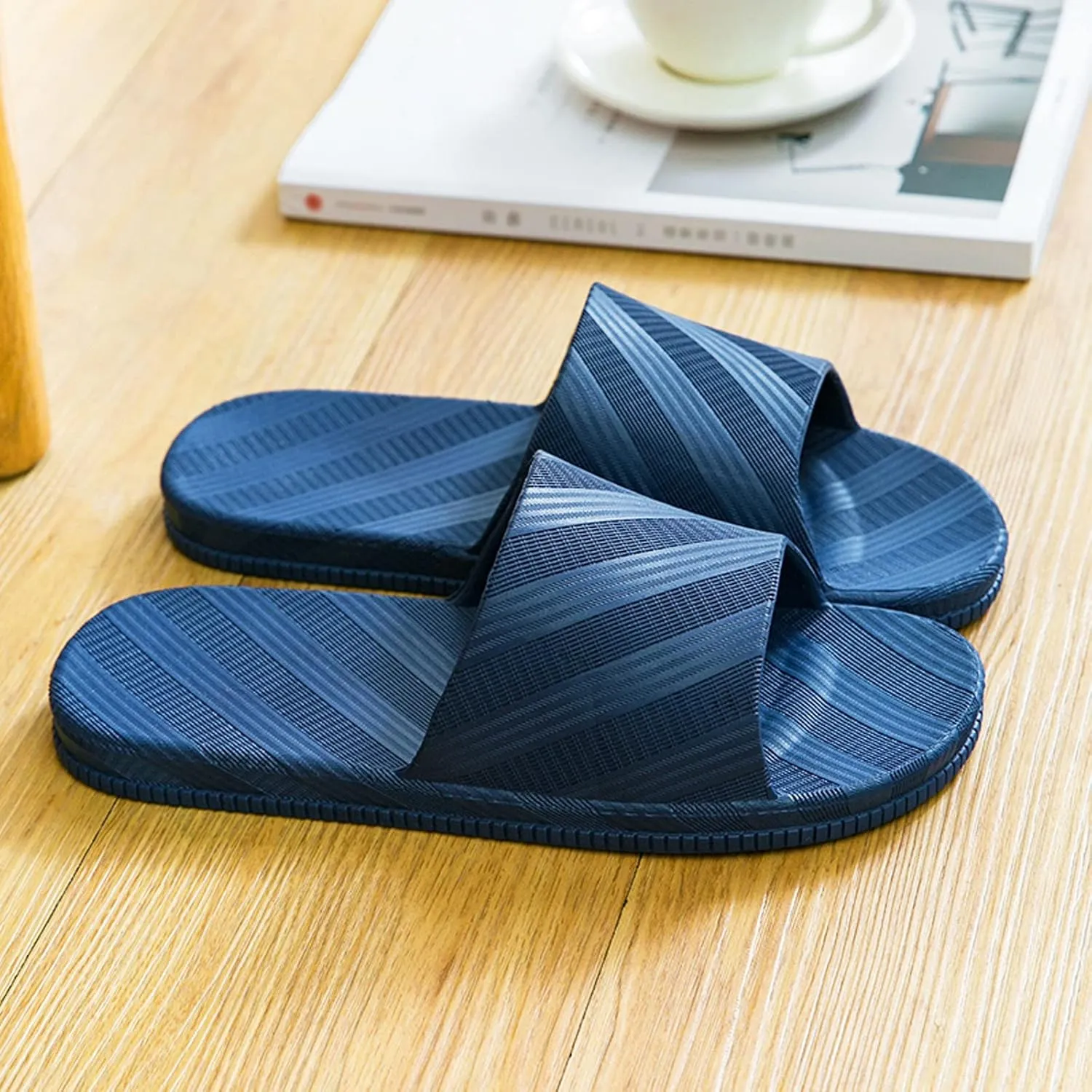 Shower Slippers for Men Slippers Men Non Slip House Indoor Outdoor Shower Shoes for College Dorm Room Sauna Open Toe Shoes Bathroom Sandals Slides